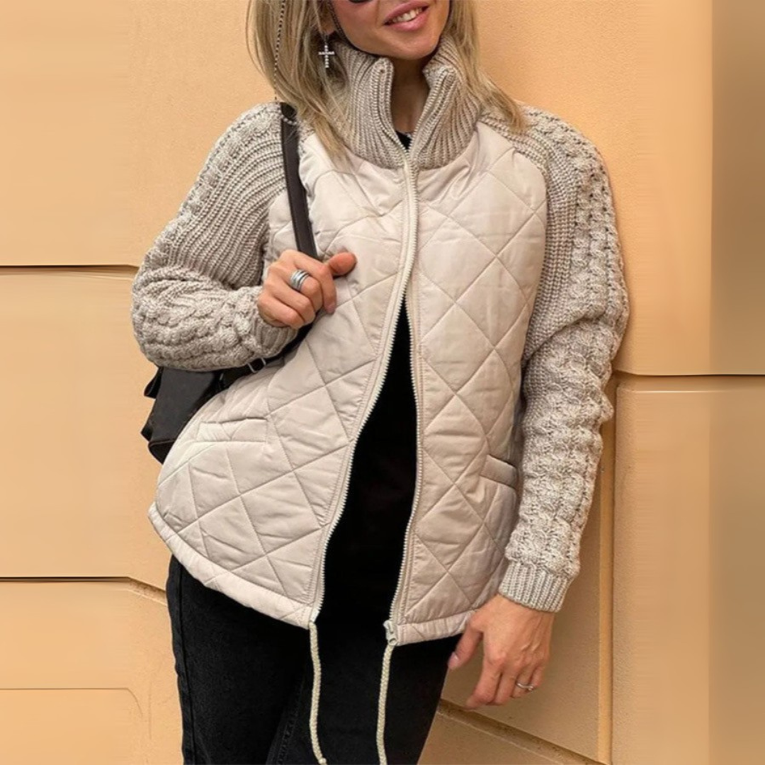 Elise — Mid-length quilted jacket with high collar